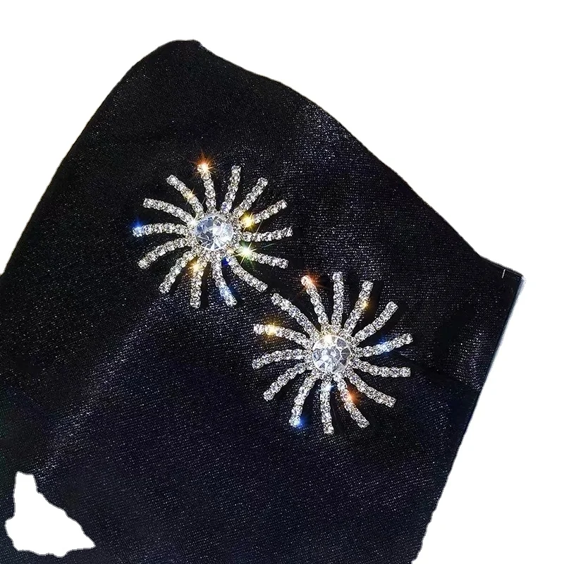 

925 silver needle original design new sun flower round full diamond elegant earrings women, Gold and sliver