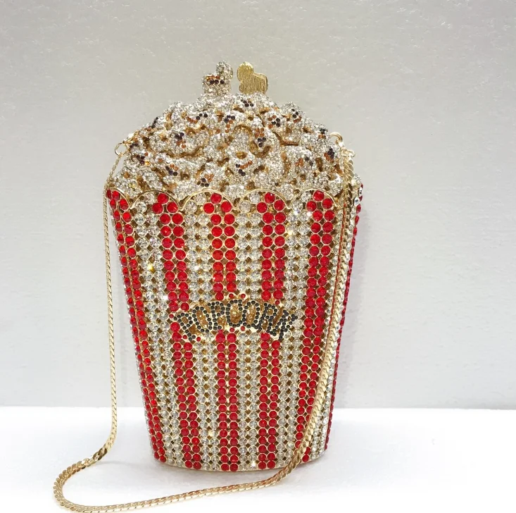 2020 new fashion bling diamond popcorn shape ladies evening clutch bag bling shoulder bags