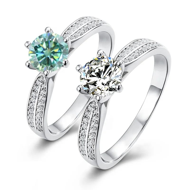 

Abiding Jewelry Hot Sale Diamond Engagement 925 Sterling Silver Wholesale Wedding Ring Colour Genuine Moissanite Rings