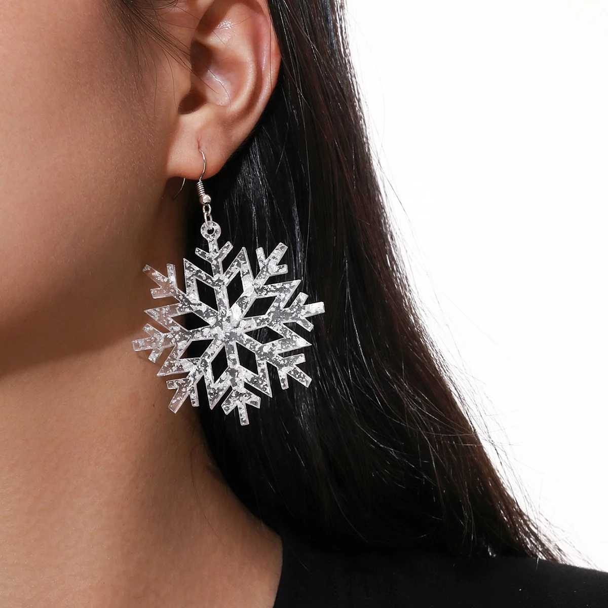 

Hot sell different design Acrylic Snowflake charms earrings snowflake pendant winter jewelry earrings, Picture shows