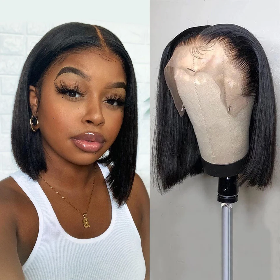 

Wholesale 12A Grade 100% Virgin Brazilian human Hair Wig 4X4 Bob Wigs Human Hair Straight Lace Front Short Bob Wig