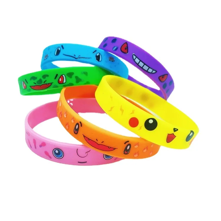 

New Multi-Character Youth Rubber Elastic Bangles Kids Pikachu Theme Birthday Party Favors Silicone Wristbands Pokemons Bracelet