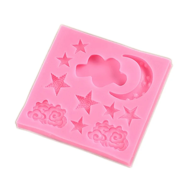 

Cloud Stars Moon Shaped Silicone Mold DIY Chocolate Fondant Cake Decoration Clay Baking Tools, Pink