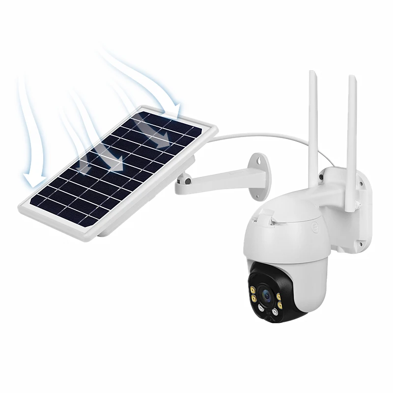 

2021 High-end Solar Panel Outdoor WIFI or 4G PTZ IP Camera FHD 1080P Solar Cam with Micro Wave detecting Lower Power Consumption, White