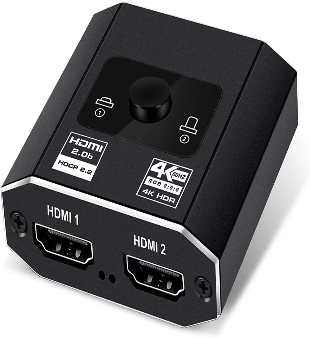 

4K HDMI Switch, HDMI Bi-directional 1x2 / 2x1 AB Switcher Splitter with 2 Port Supports Ultra HD 4K 1080P 3D HDR HDCP