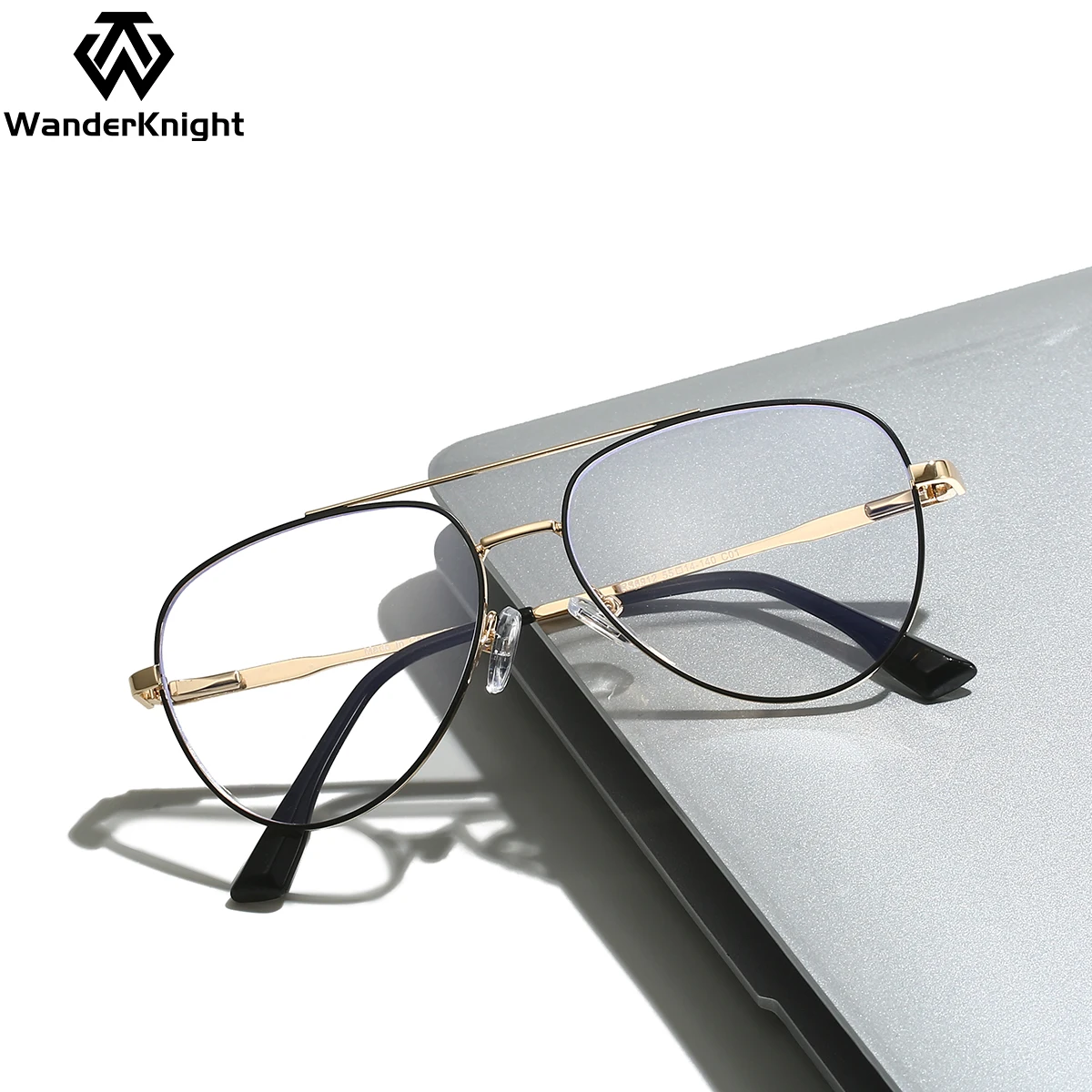 2024 Newest Wholesale Double Bridge Men's Anti Blue Light Eyewear Metal Square Optical Glasses Eyeglasses Frame