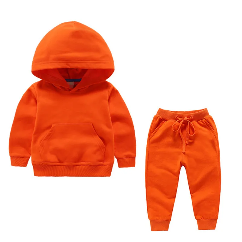 Hooded Kids Sweat Suits Autumn Factory Custom Cute Pattern Printing
