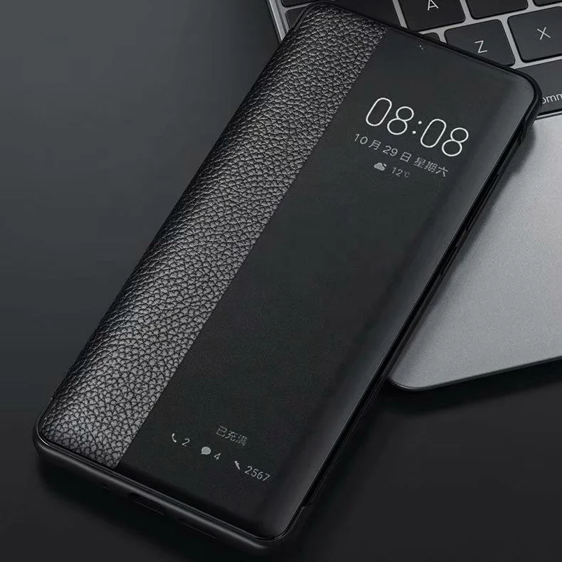 

Hot Selling Smart View Window Leather Flip Cover Case with Auto Sleep/Wake-up Function for Huawei P40, P40 Pro
