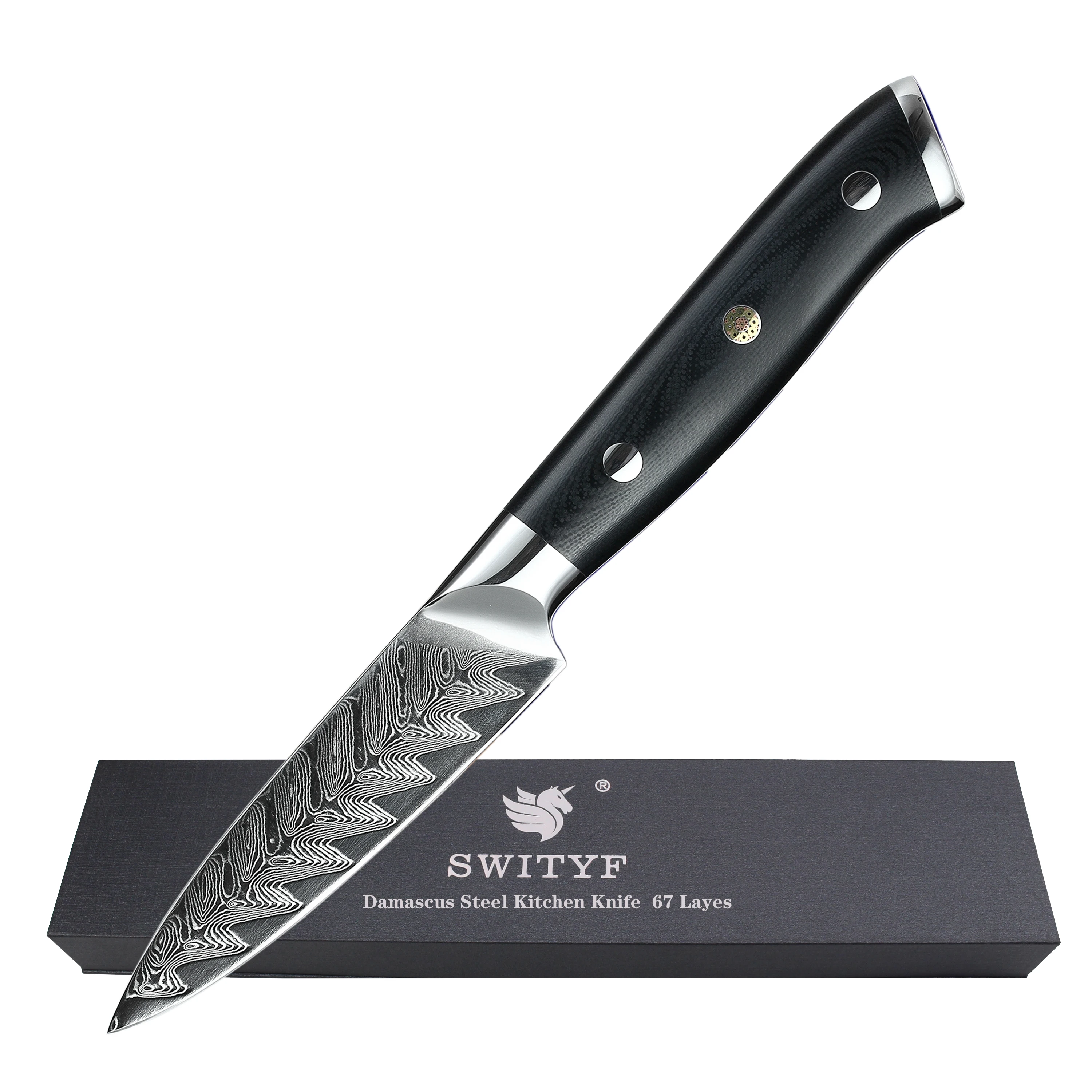 

Handmade Stainless Japanese G-10 Handle Small Damascus Paring Knife