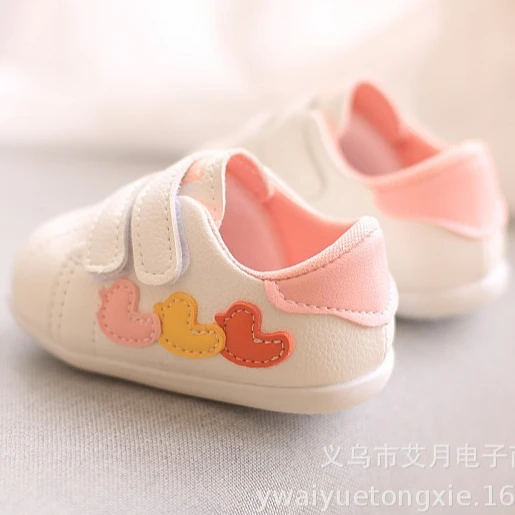 

New Fashion Kids Sneakers Lovely Boy Girl Infant White Soft Soled Flats Shoes Toddler Children Comfortable Prewalker Shoes, Orange/green/pink