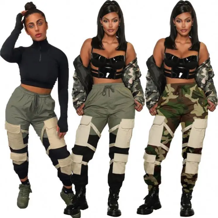 

2020 Fashion Fall Clothing Camo Harem Womens Trousers Jogger Cargo Pants