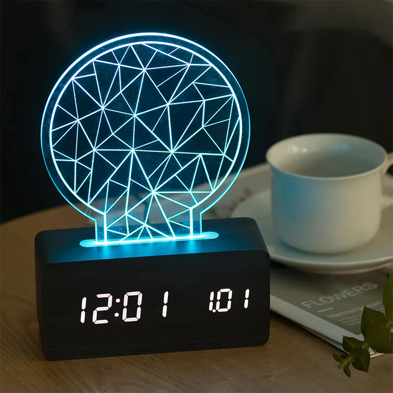 

Creative Design 3D Light Bedside Lamp Clock For Kid Gift Led Articulable Table Lamp With Clock Promotional