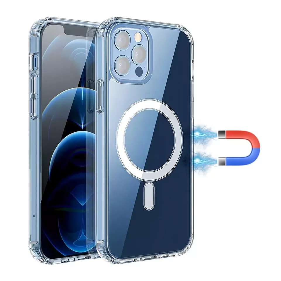 

Magnetic Transparent Clear Phone Case Fit for Magnetic Wireless Charger Shockproof Phone Case with Magnet for iPhone 15 14 13