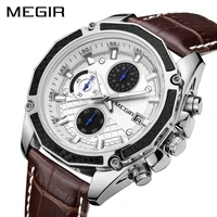 

MEGIR 2015 Quartz Men Watches Fashion Genuine Leather Chronograph Watch Clock for Gentle Men Male Students Reloj Hombre