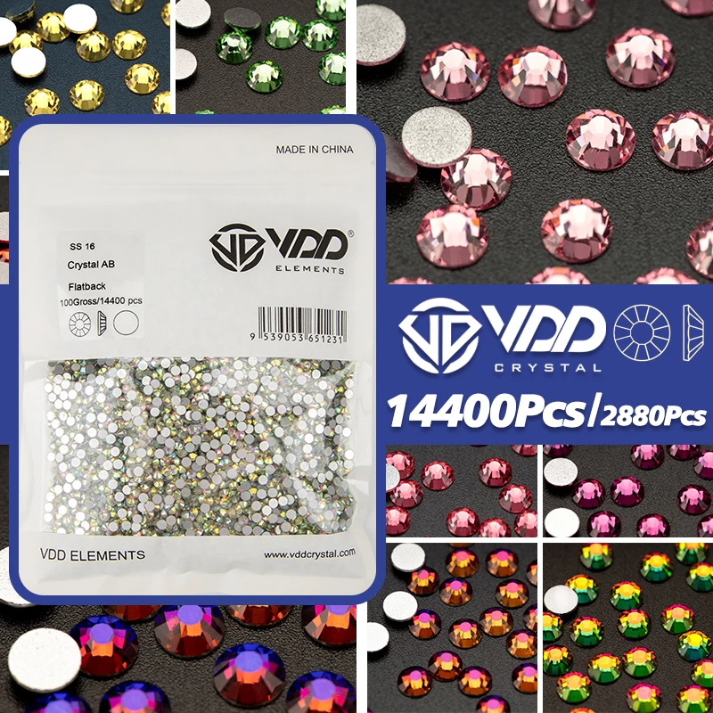 VDD Wholesale 14400Pcs/2880Pcs SS3-SS30 High Quality Glass Rhinestones Crystal Strass Flatback Stones Nail Art DIY Decorations