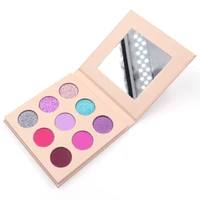 

New Arrival Private Label Make Up Cosmetics 9 Color Pressed Glitter purple Eyeshadow Palette