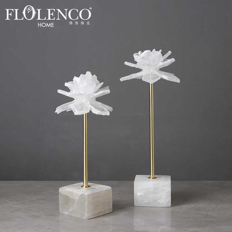 

Creative Interior Clear Stone Flower Art Craft Home Decor Wedding Decorations for Tables Centerpiece, White