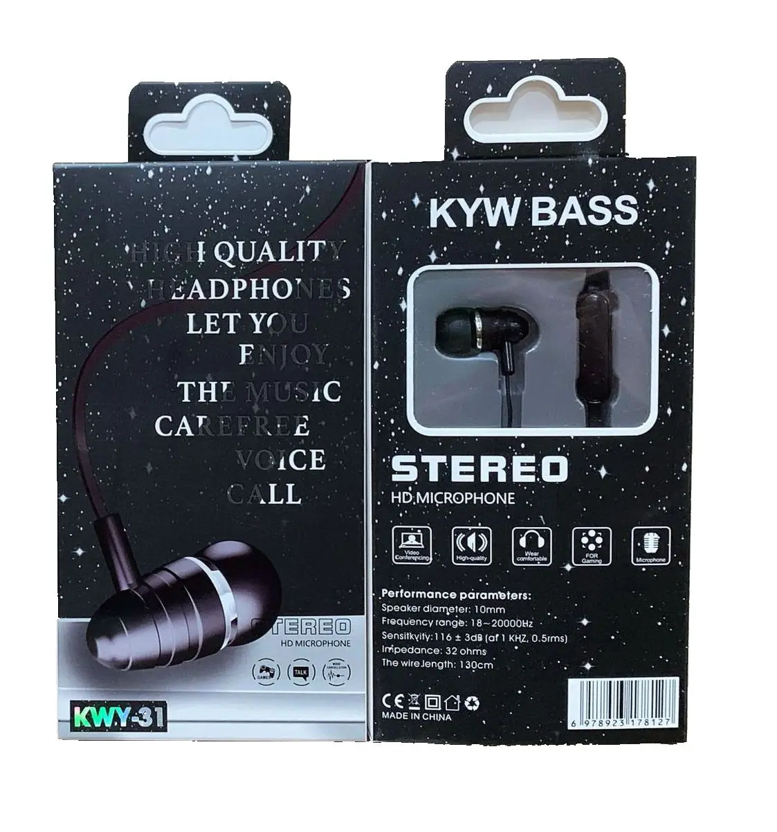 

2022 newest KWY-31 Headphones 3.5mm in-Ear Ear Plugs Earphones with Mic Hands-Free Calling for All Smartphones