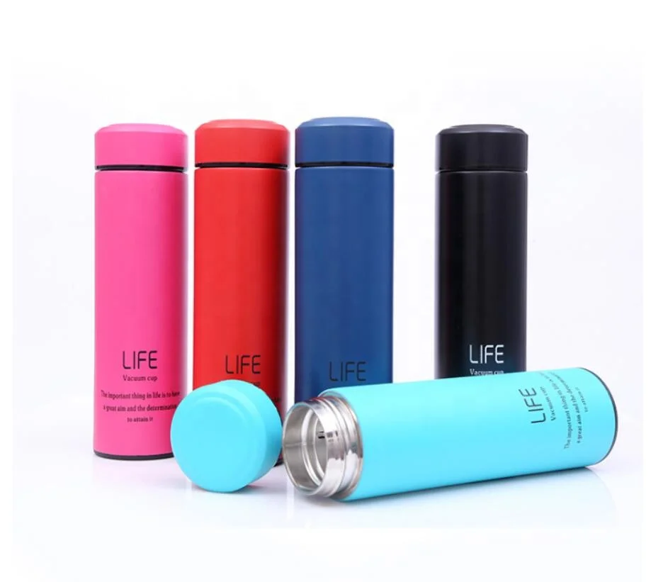 

Double Wall Vacuum Insulated Outdoor Sports Thermal Insulation Stainless Steel Water Bottle Thermos Cup with Tea Infuser, Customized color