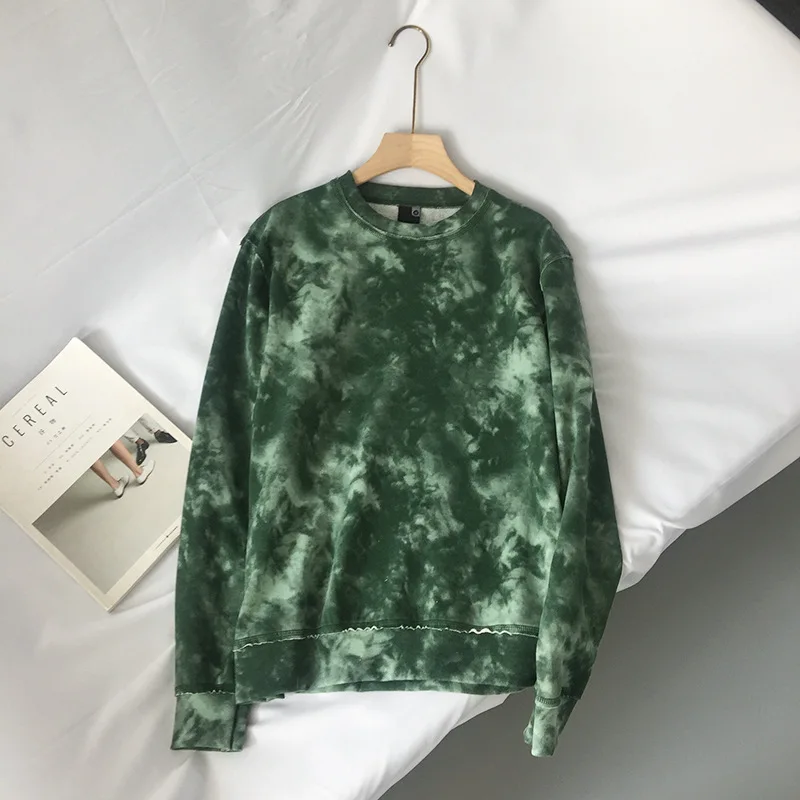 

Women and Men fashion unisex sweatshirts drop shoulder oversize pullover tie dyed sweatshirts cotton terry pullover