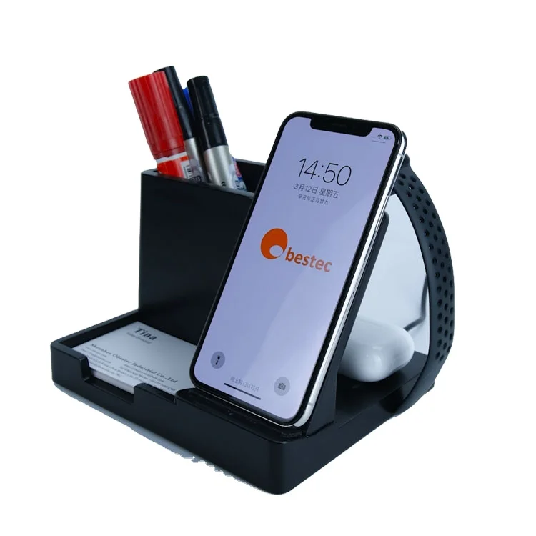 

Multifunction desk organizer with 3 in 1 15W fast wireless charger