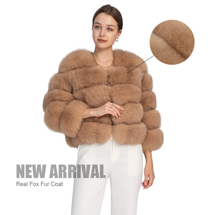

Custom Long Sleeves Fashion Women Fluffy Fur Jacket Winter Real Fox Fur Coat for Ladies, Customized color