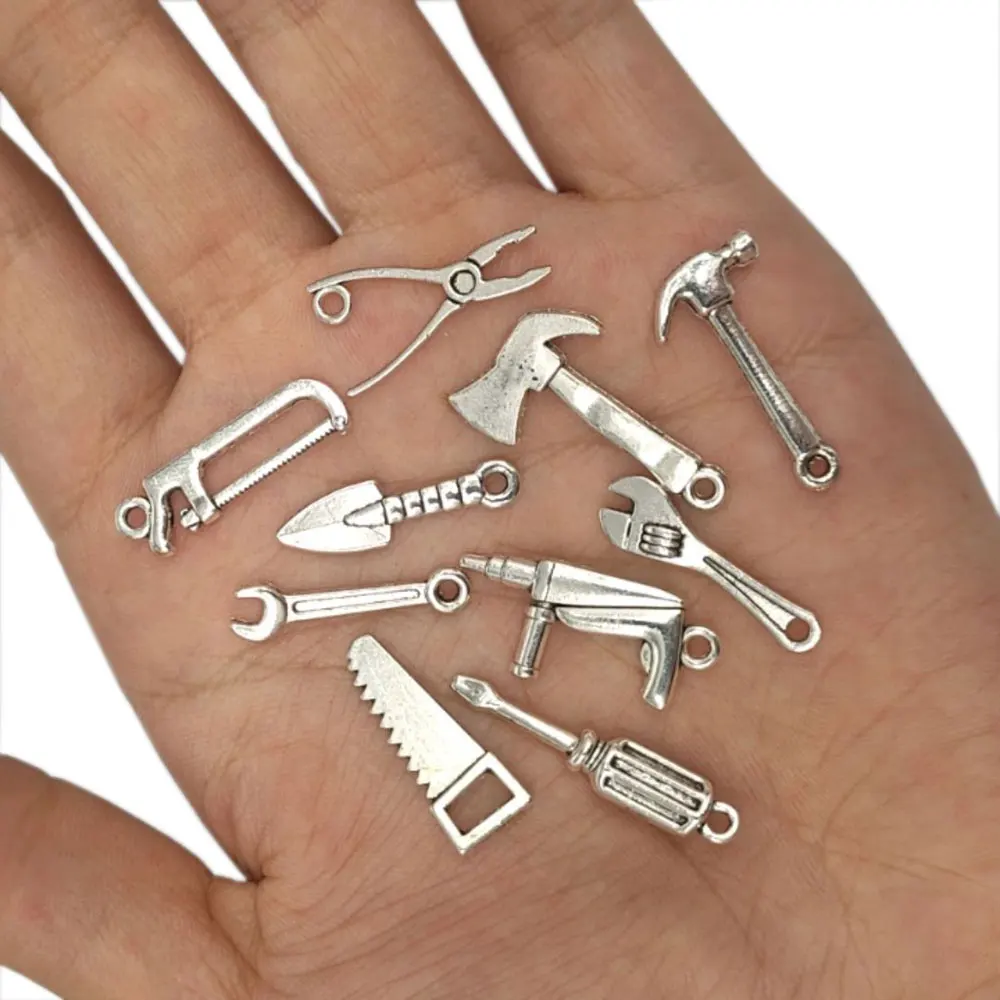 

Silver Plated Mini Tool Charms Alloy Beads for Earrings Necklace Bracelets Making
