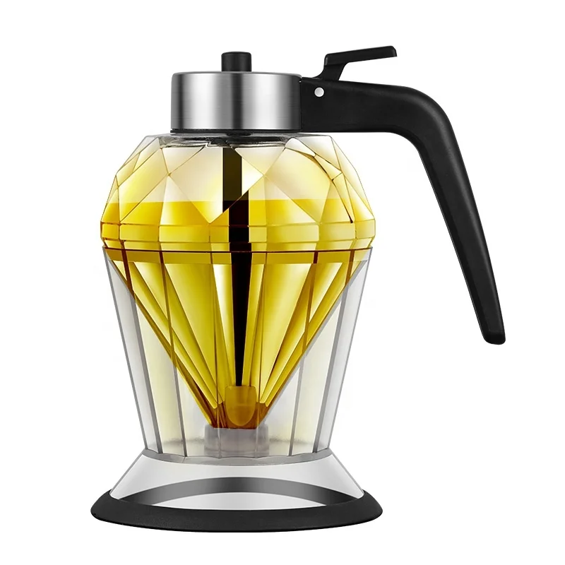 

Amazon New Design Fashion Intelligent Quantitative Food Safe Kitchen Cooking Oil Bottle Diamond Glass Oil Pot Clear