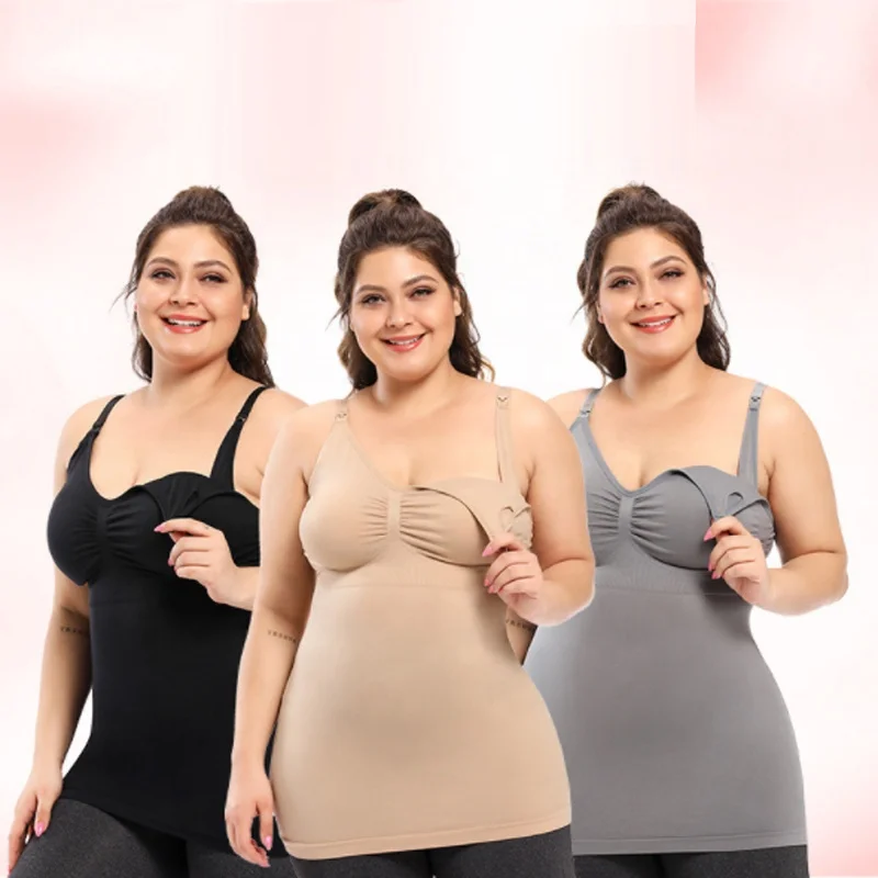 

Big size Women Maternity Singlet Good Stretch Breastfeeding Vest Nursing Camisole Lactation Clothes L to 5XL