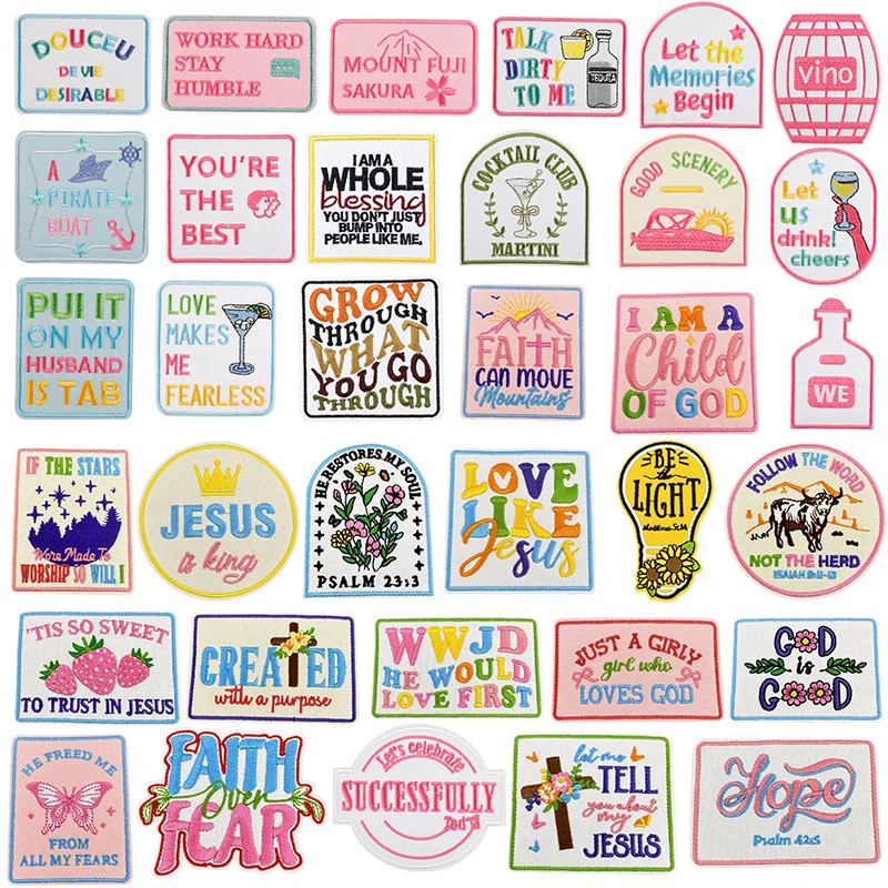 Wholesale Cowboy Cowgirl Patch Faith Letters Iron on Embroidery Patches Western Ariat Hat Patches Custom Design Logo