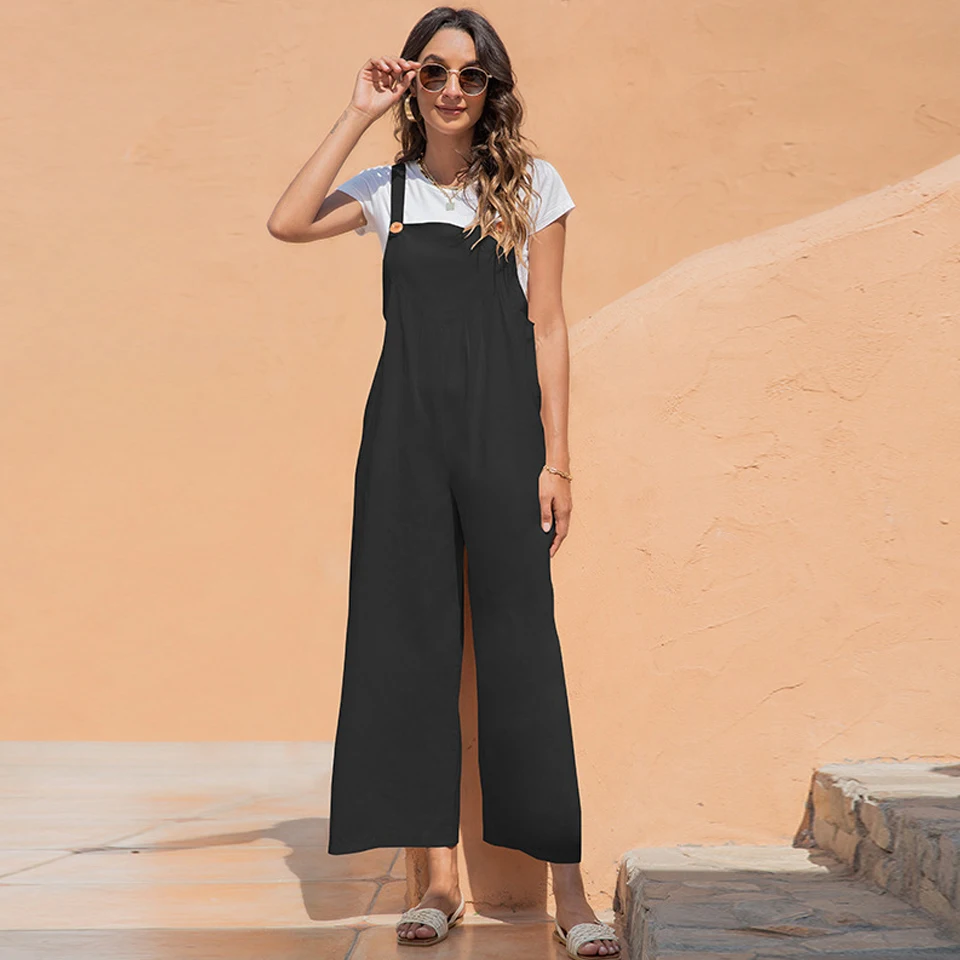 

2021 New Arrival Women Jumpsuits Women's Full length Loose Casual Rompers Clothes Wholesale