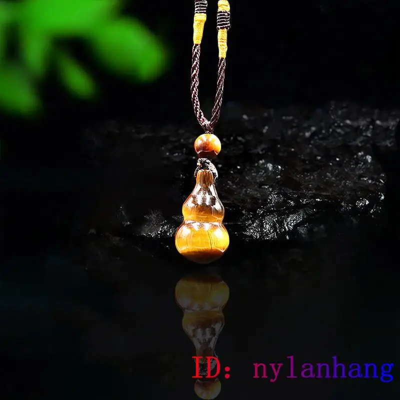 

Tiger Eye Gourd Pendant Necklace Fashion Chinese Jewelry Charm Carved Jadeite Natural Gifts Jade Amulet Gemstone