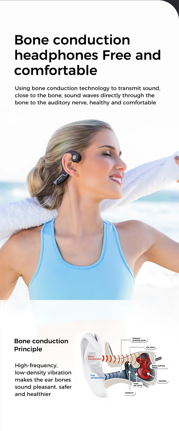 Joyroom Bone conduction JR-G1 Ear-hook 6 hours sport earphone headphone - ANKUX.COM