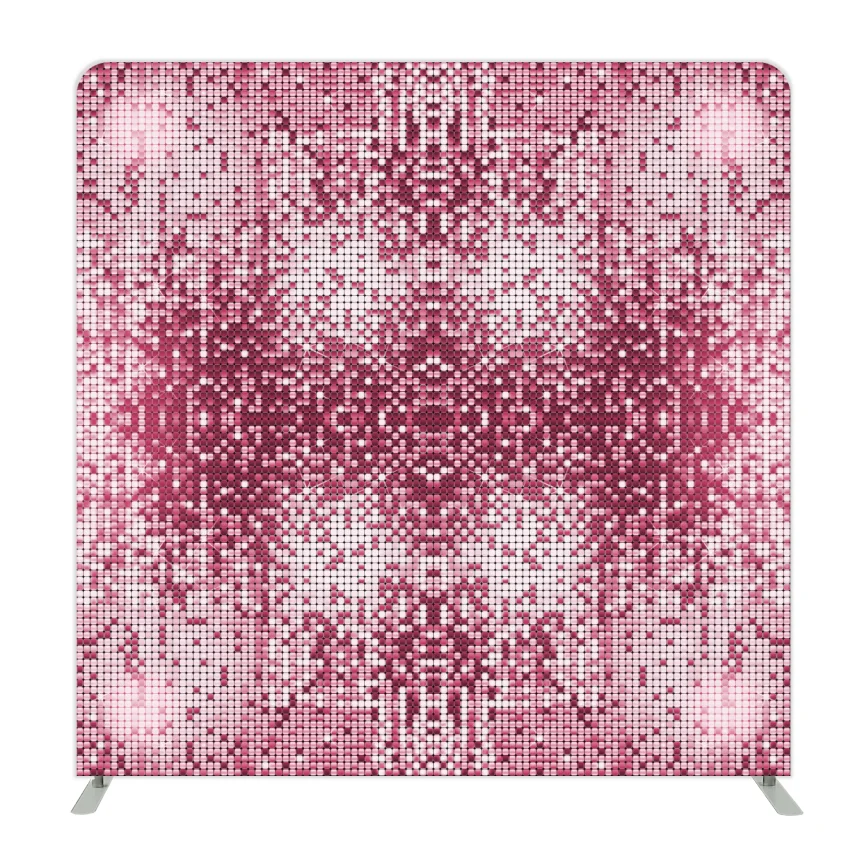 Custom 8FT Double-Sided Pink Shimmer Sequin Backdrop Fabric 8x8 Round Birthday Pillow Case Wedding Decoration