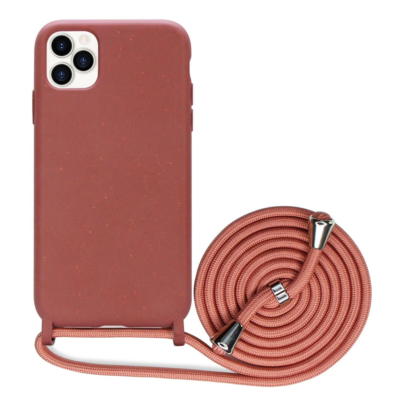 

OEM design private logo wheat straw phone cases fashionable chain bio degradable mobile phone shell case, Any color is available