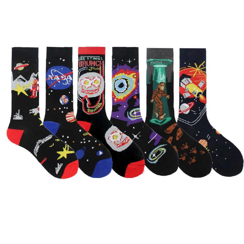 

wholesale funny crazy colorful socks universe space funky cool fashion cotton fancy socks sox crew happy socks, Pic