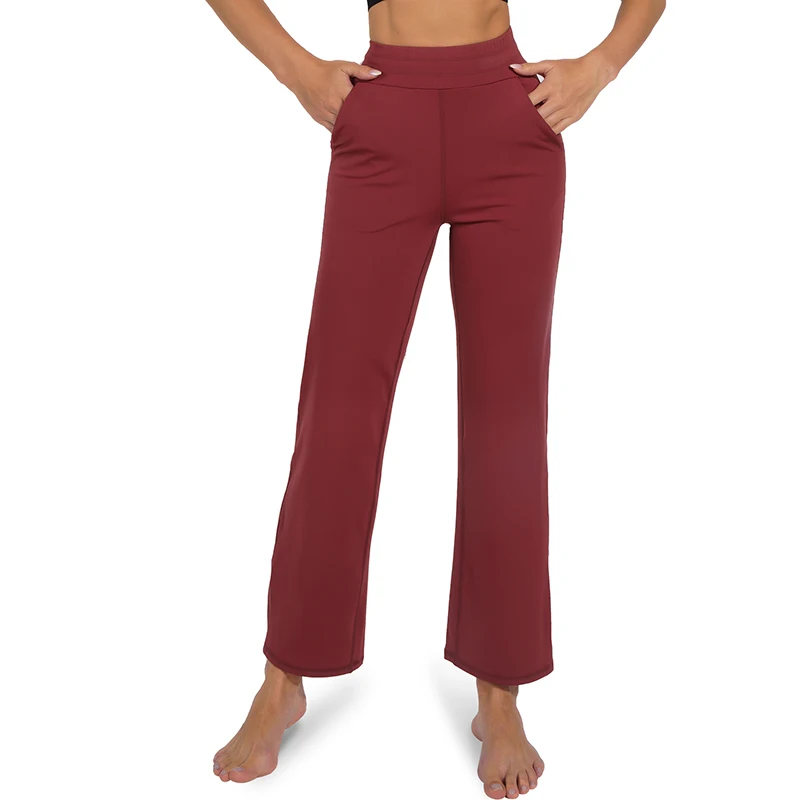 

Side Pocket Sports Leggings Yoga Pants Nylon Spandex Sweatpants Casual Straight Loose Yoga Pants