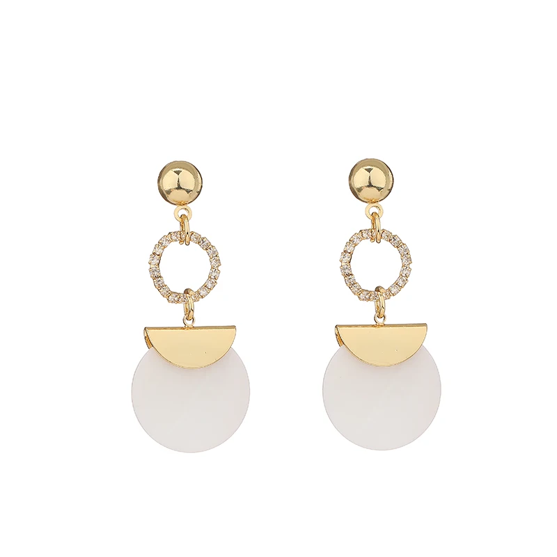 

New S925 silver needle round shell earrings geometric earrings women jewelry gifts