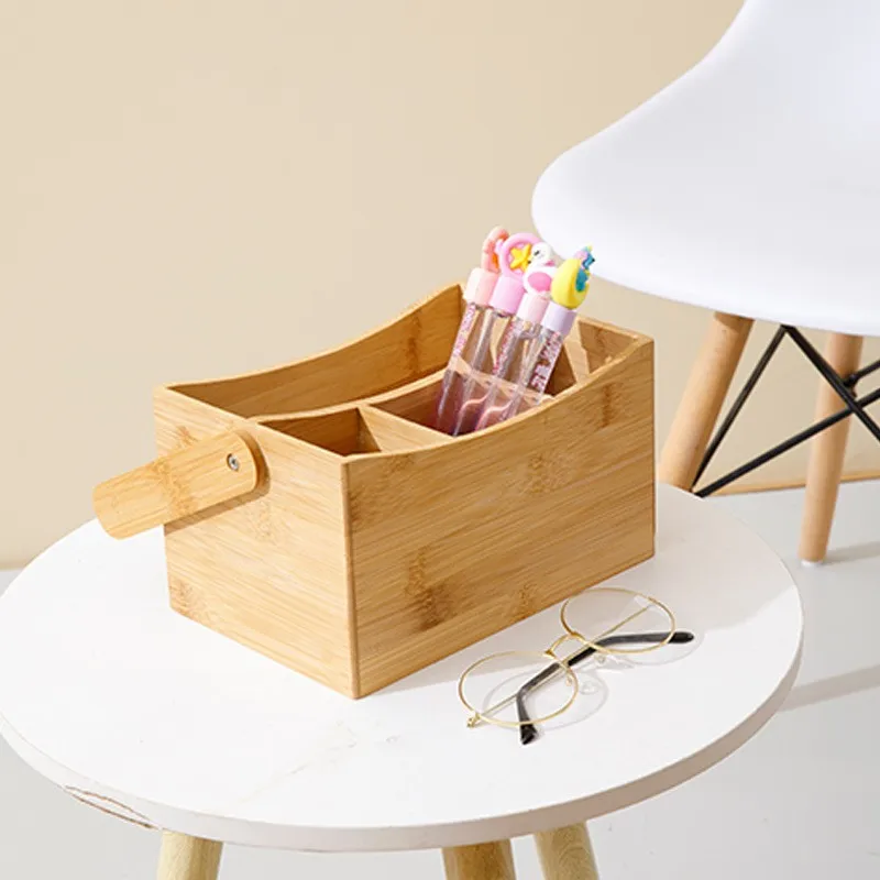 

office product storage box Portable bamboo storage box Multi grid sorting storage box