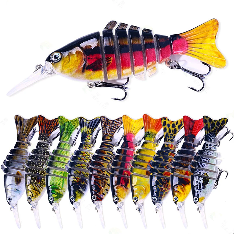 KEWOTE 12cm 16g Fishing Bait 10-Color Artificial Hard Lure Multi-Jointed Silicone for River and Lake