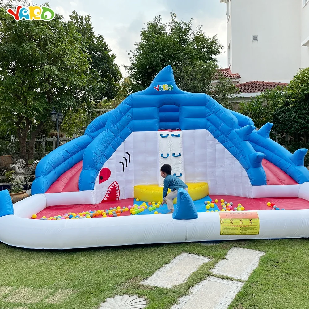 

YARD Inflatable Water Park Dual Slide Castle Ball Pool Splash Bounce House for Sale, As pictures show