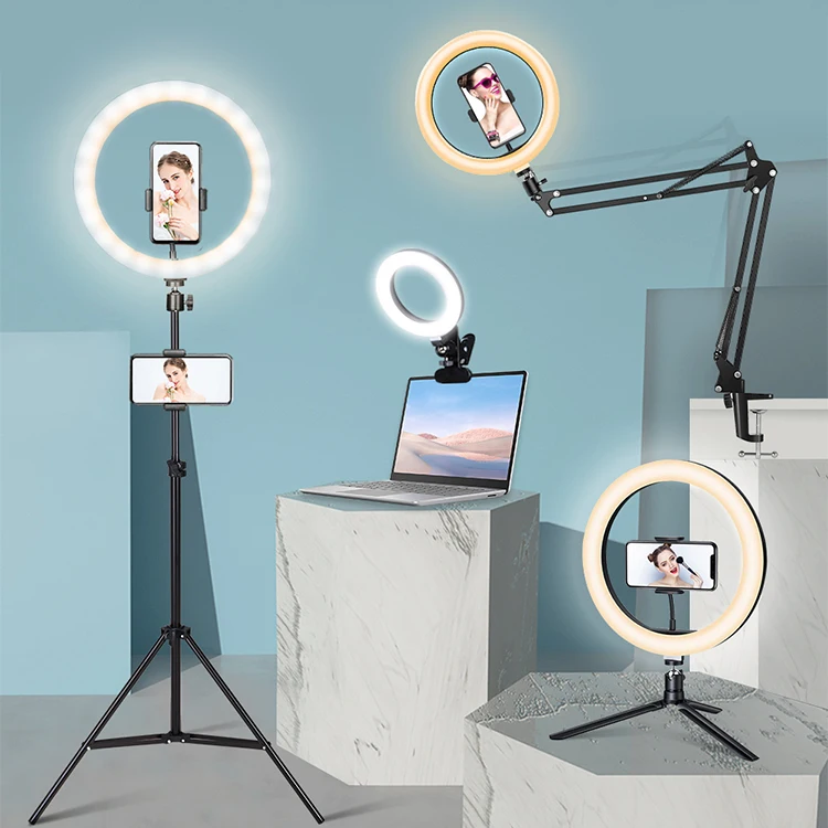 

Professional 3000K-5500K 26 cm 10 inch Ring Light Dimmable Selfie 10inch 26cm Ringlight LED Ring Lamp with Tripod for Tiktok