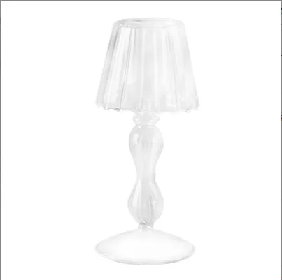 

European lamp design romantic glass candlestick home decoration ornaments, Clear