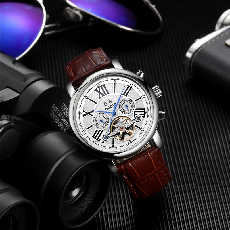 

Hot Product Fashion Automatic Mechanical Men's Wristwatches Luxury Brand Casual Classy Watches Leather Belt Horloges Mannen