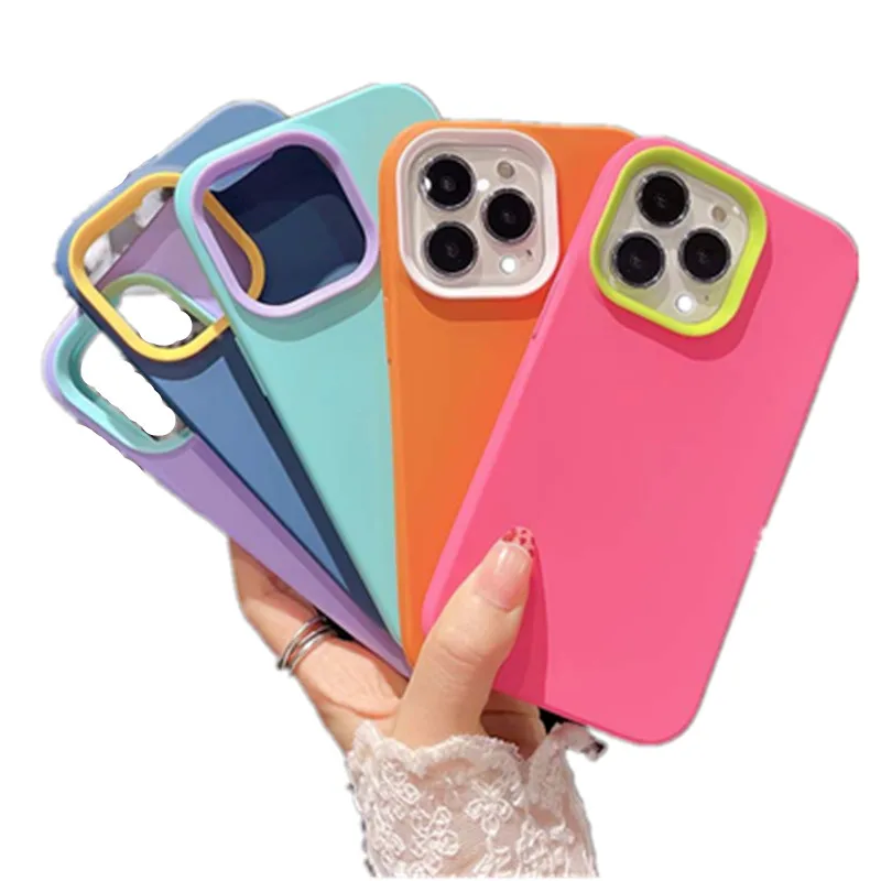 

1069 IPhone Case Liquid Silicone XR Contrasting Color Three-in-One Shockproof Protective Case, Many colors are available