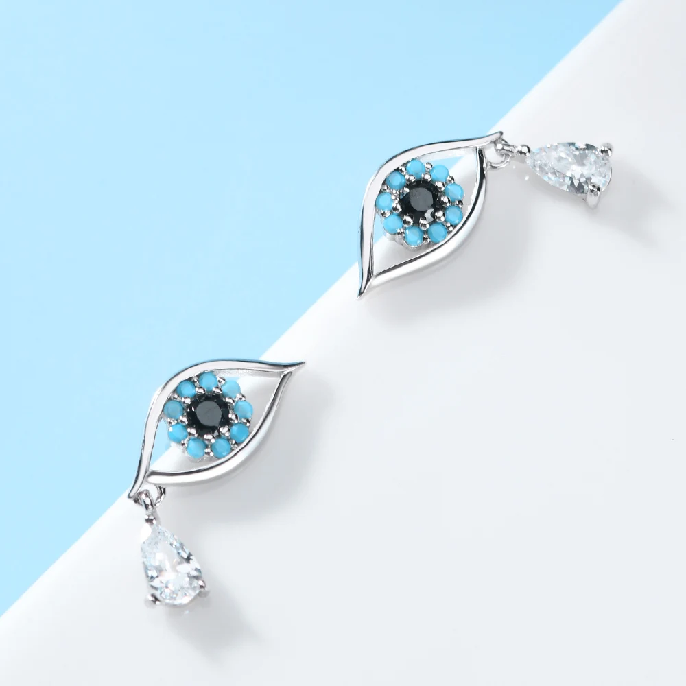 

Hot Sale 925 Sterling Silver Gold Plated Evil Eye Stud Earrings For Women
