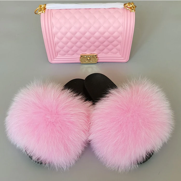

Professional standard mommy and me fur slides fur slippers and purse sets purse fur slides, Pink, yellow, white, black, green or customized