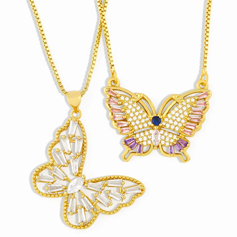 

Cold wind slightly inlaid zircon butterfly necklace simple niche net celebrity temperament clavicle chain necklace, Gilded