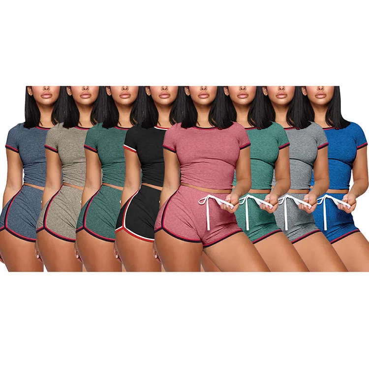 

Summer clothing two piece jogger women short tracksuit, 10colors