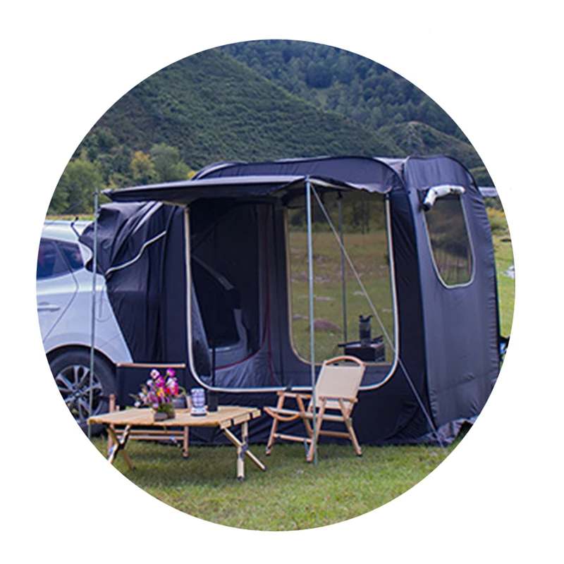 

Outdoor SUV Car Rear Extension Tent Car Side Pop-Up Camping Tent With Canopy Self-Driving Tour Wilderness Anti-Mosquito Sunshade, Black